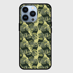 Чехол для iPhone 13 Pro Олени - камуфляж, цвет: 3D-черный