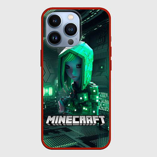 Чехол iPhone 13 Pro Minecraft девушка хакер / 3D-Красный – фото 1
