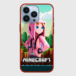 Чехол для iPhone 13 Pro Персонаж Minecraft девушка в пиксельном мире, цвет: 3D-красный