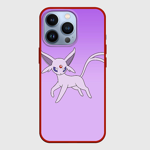 Чехол iPhone 13 Pro Espeon Pokemon - розовая кошка покемон / 3D-Красный – фото 1