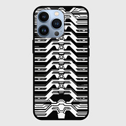 Чехол для iPhone 13 Pro Чёрно-белая киберпанк броня, цвет: 3D-черный