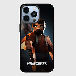 Чехол для iPhone 13 Pro Minecraft персонаж с бородой ночью, цвет: 3D-черный