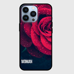 Чехол для iPhone 13 Pro Красная роза на чёрном - woman, цвет: 3D-черный