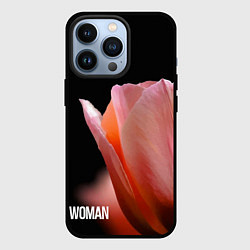 Чехол для iPhone 13 Pro Тюльпан на чёрном - woman, цвет: 3D-черный