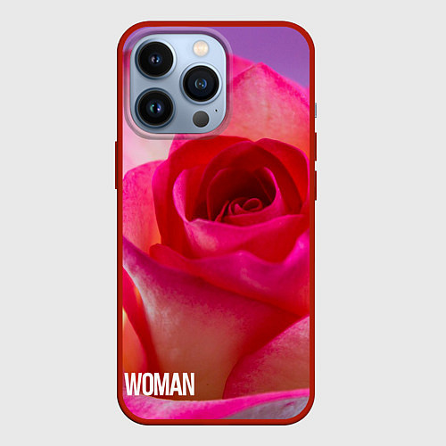 Чехол iPhone 13 Pro Розовая роза - woman / 3D-Красный – фото 1
