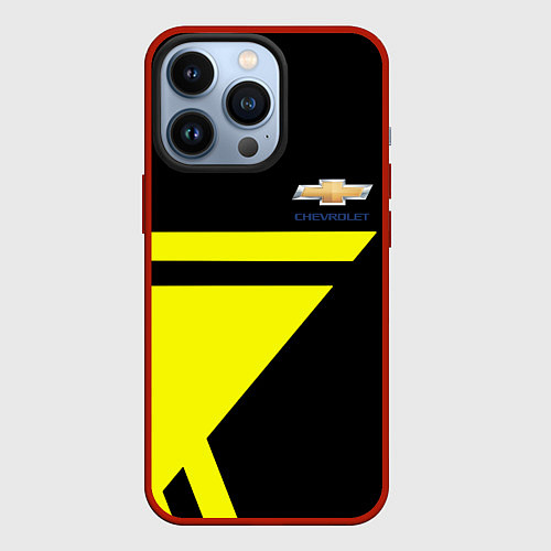 Чехол iPhone 13 Pro Chevrolet yellow star / 3D-Красный – фото 1