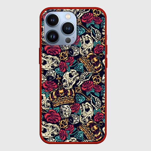 Чехол iPhone 13 Pro Винтажная татуировка / 3D-Красный – фото 1