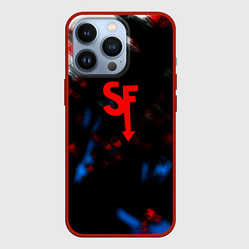 Чехол iPhone 13 Pro Салли фейс текстура краски / 3D-Красный – фото 1