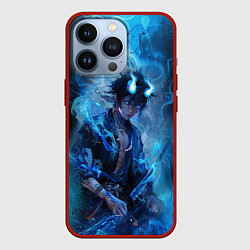 Чехол для iPhone 13 Pro Синий демон - Синий экзорцист, цвет: 3D-красный