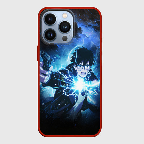 Чехол iPhone 13 Pro Юкио - Синий экзорцист / 3D-Красный – фото 1
