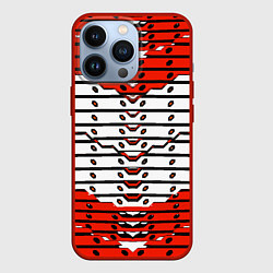 Чехол для iPhone 13 Pro Красно-белая техно броня, цвет: 3D-красный