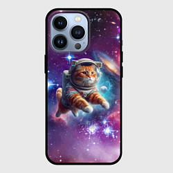 Чехол для iPhone 13 Pro Котик смелый космонавт - нейросеть, цвет: 3D-черный