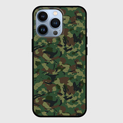 Чехол для iPhone 13 Pro Камуфляж Woodland классический, цвет: 3D-черный