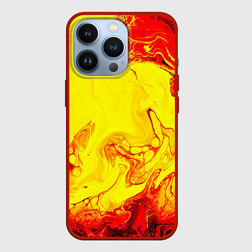 Чехол iPhone 13 Pro Красные и желтые разводы / 3D-Красный – фото 1