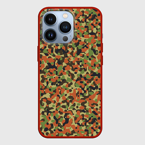 Чехол iPhone 13 Pro Пятнистый камуфляжный паттерн / 3D-Красный – фото 1