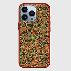 Чехол для iPhone 13 Pro Пятнистый камуфляжный паттерн, цвет: 3D-красный