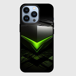 Чехол для iPhone 13 Pro Зеленая яркая плашка на черном абстракция, цвет: 3D-черный