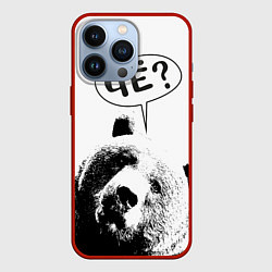 Чехол iPhone 13 Pro Большая голова медведя с вопросом чё