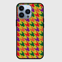 Чехол для iPhone 13 Pro Цветные гусиные лапки принт, цвет: 3D-черный