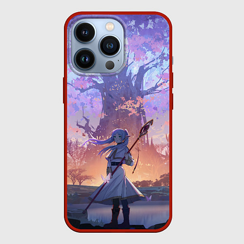 Чехол iPhone 13 Pro Sousou no Frieren Фрирен tree / 3D-Красный – фото 1