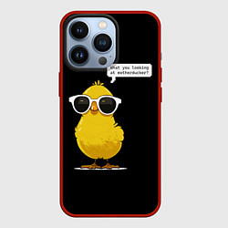 Чехол для iPhone 13 Pro Утенок в очках, цвет: 3D-красный
