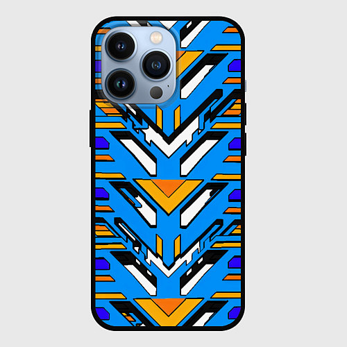 Чехол iPhone 13 Pro Техно броня жёлто-синяя / 3D-Черный – фото 1