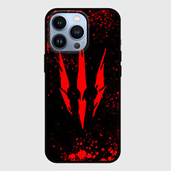 Чехол для iPhone 13 Pro The witcher - Краскый логотип и брызги, цвет: 3D-черный