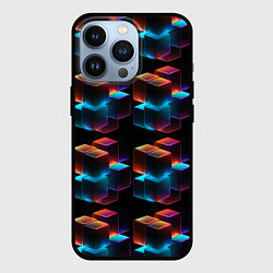 Чехол для iPhone 13 Pro Разноцветные неоновые кубы, цвет: 3D-черный