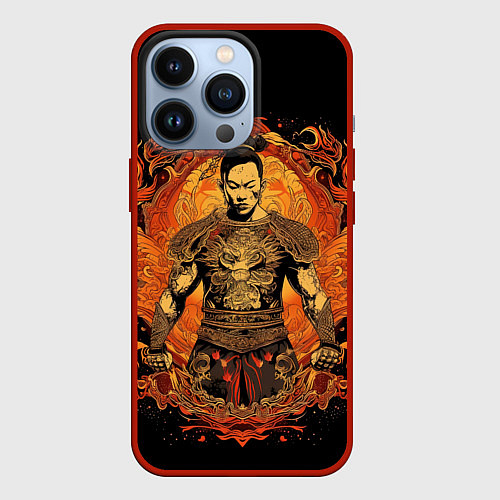 Чехол iPhone 13 Pro Муай-Тай боец ретро стиль / 3D-Красный – фото 1