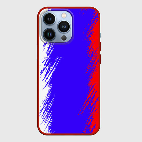 Чехол iPhone 13 Pro Штрихи триколор / 3D-Красный – фото 1