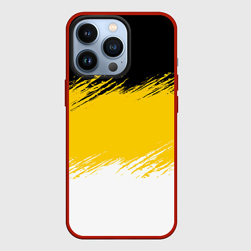 Чехол iPhone 13 Pro Имперский флаг России штриховка / 3D-Красный – фото 1