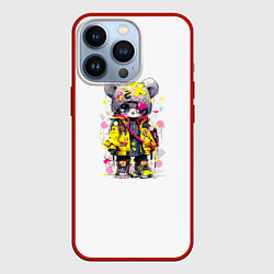 Чехол для iPhone 13 Pro Медвежонок аниме в стиле pop art, цвет: 3D-красный