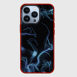 Чехол для iPhone 13 Pro Синие неоновые молнии, цвет: 3D-красный