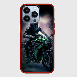 Чехол для iPhone 13 Pro Мотоцикл на зеленом мотоцикле, цвет: 3D-красный