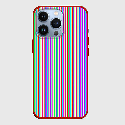 Чехол iPhone 13 Pro Разноцветные яркие полосы / 3D-Красный – фото 1