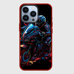 Чехол для iPhone 13 Pro Мотоцикл будущего в стиле киберпанк, цвет: 3D-красный