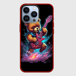 Чехол для iPhone 13 Pro Большой плюшевый медведь играет на гитаре, цвет: 3D-красный