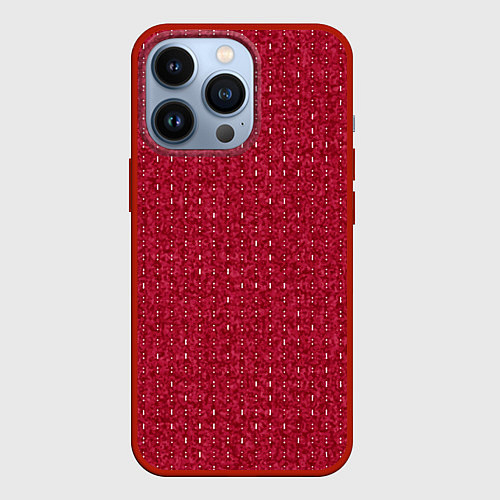 Чехол iPhone 13 Pro Вишнёвый мелкие полосочки / 3D-Красный – фото 1
