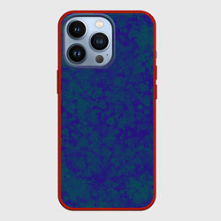 Чехол для iPhone 13 Pro Камуфляж синий с зелеными пятнами, цвет: 3D-красный