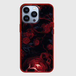Чехол для iPhone 13 Pro Черепа и алые розы, цвет: 3D-красный