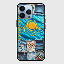 Чехол для iPhone 13 Pro Пэчворк джинсы в Казахстане, цвет: 3D-черный