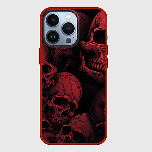 Чехол iPhone 13 Pro Кровавые черепа / 3D-Красный – фото 1