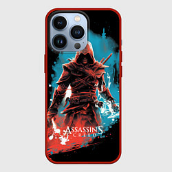 Чехол для iPhone 13 Pro Assassins creed фон абстрактный, цвет: 3D-красный