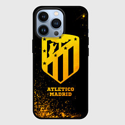 Чехол для iPhone 13 Pro Atletico Madrid - gold gradient, цвет: 3D-черный