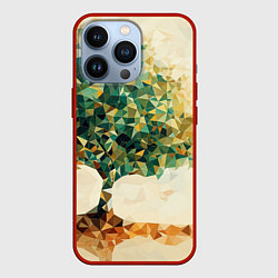 Чехол для iPhone 13 Pro Многоугольное дерево с листьями, цвет: 3D-красный