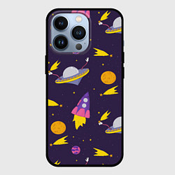 Чехол для iPhone 13 Pro Космические приключения, цвет: 3D-черный