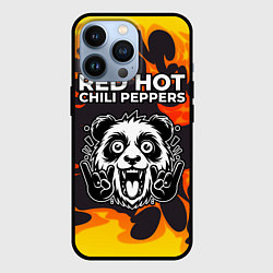 Чехол для iPhone 13 Pro Red Hot Chili Peppers рок панда и огонь, цвет: 3D-черный
