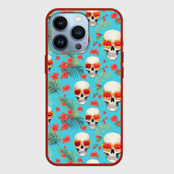 Чехол для iPhone 13 Pro Черепа и отпуск, цвет: 3D-красный
