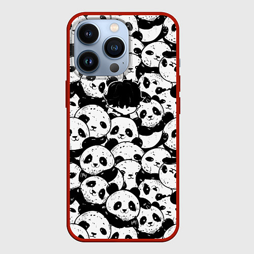 Чехол iPhone 13 Pro Выходной господина злодея с пандами / 3D-Красный – фото 1