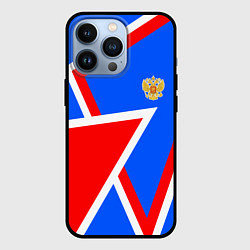 Чехол для iPhone 13 Pro Герб РФ - классические цвета, цвет: 3D-черный
